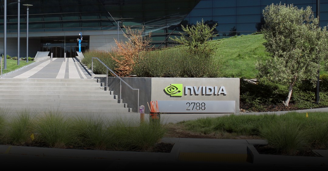 LPShares news graphic: Nvidia adds $150B to buyback, remaining program hits $235B, over Nvidia's Santa Clara headquarters.